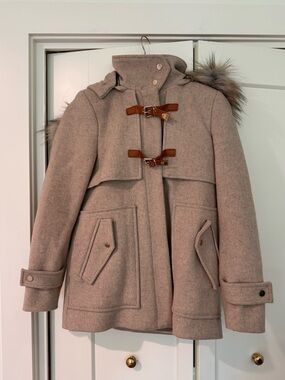 Zara Toggle Coat with Removable Faux Fur Hood